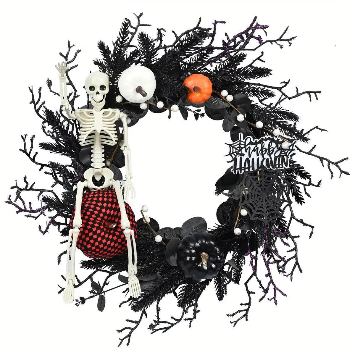Hollow Grove™ — Skeleton Halloween Wreath